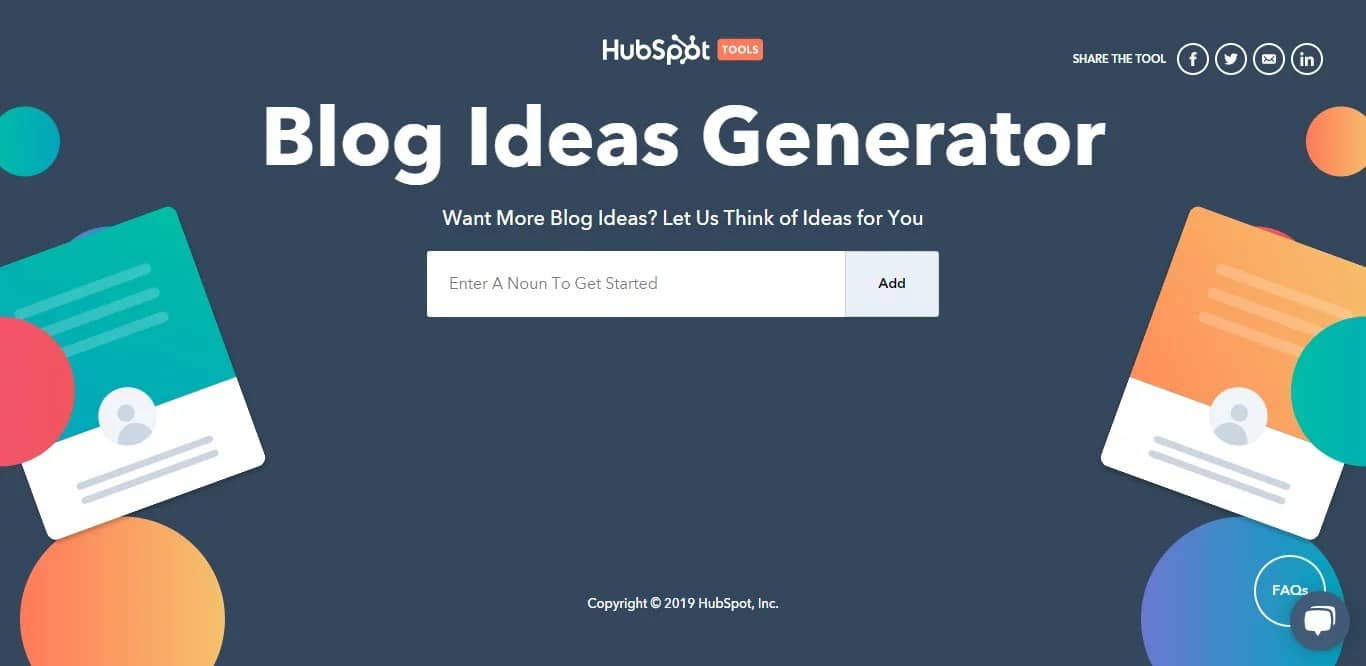 free content writing tools - Hubspot Blog Idea Generator